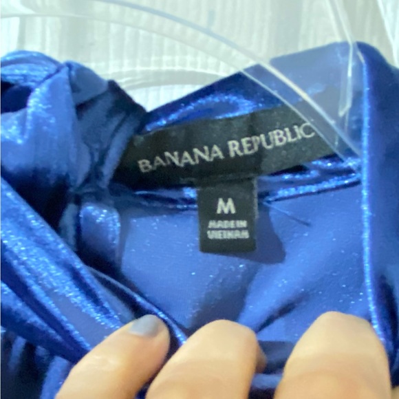 Banana Republic Azure Velvet Sleeveless Mock Neck With Tie Back Sz M NWOT🔷 - Picture 6 of 13